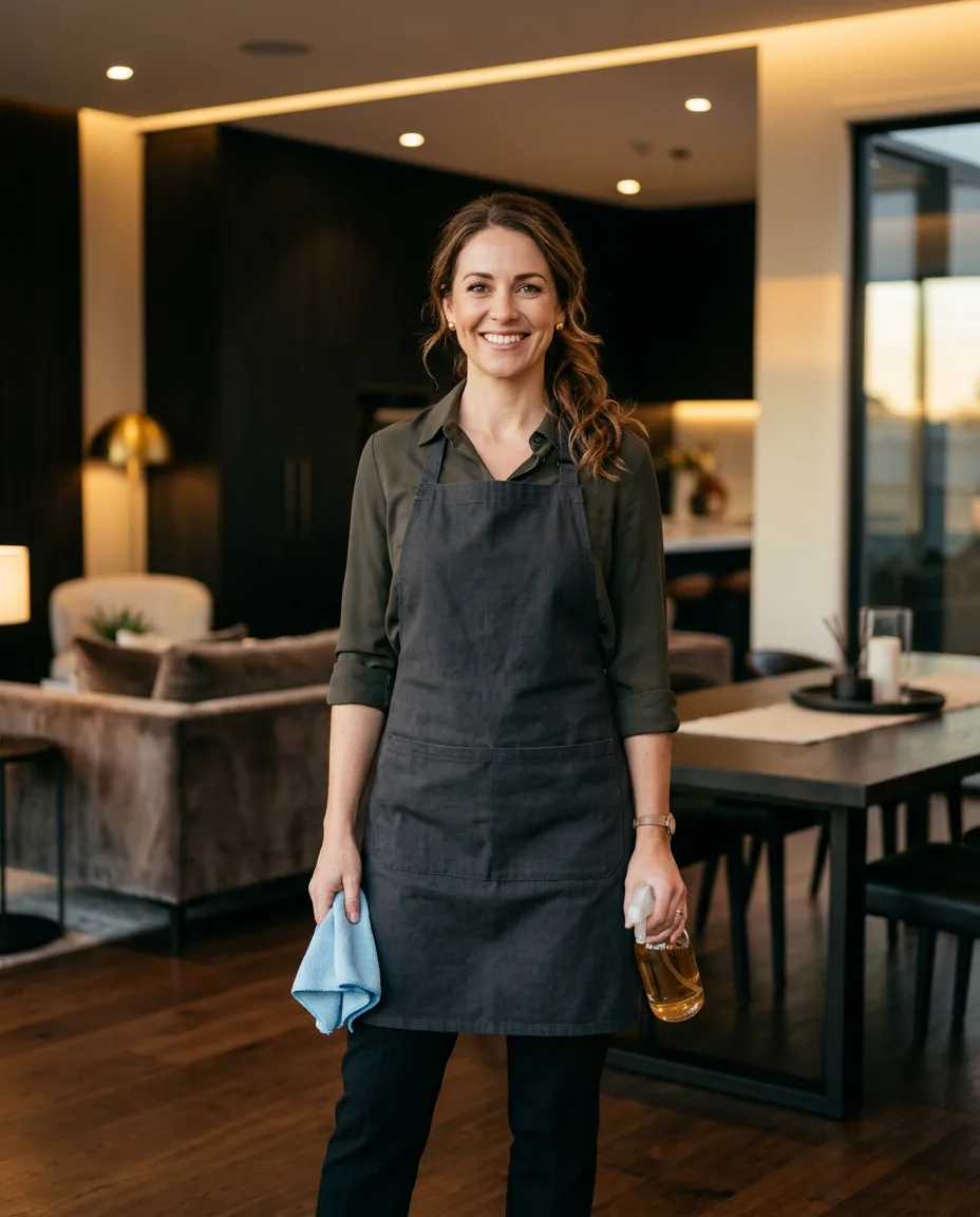 Livia Braka, owner of Balkan Cleaning Services, in a freshly cleaned home